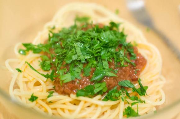 aglio olio posypane pietruszką