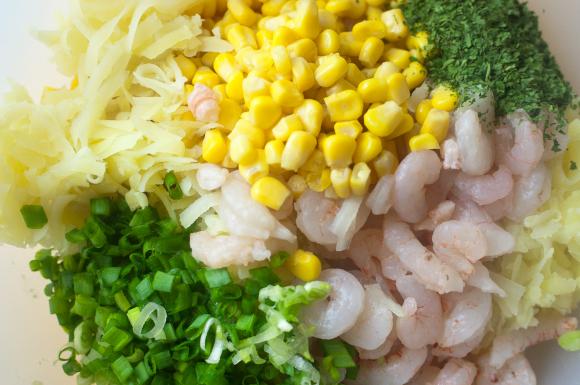 składniki na placki z krewetek i kukurydzy