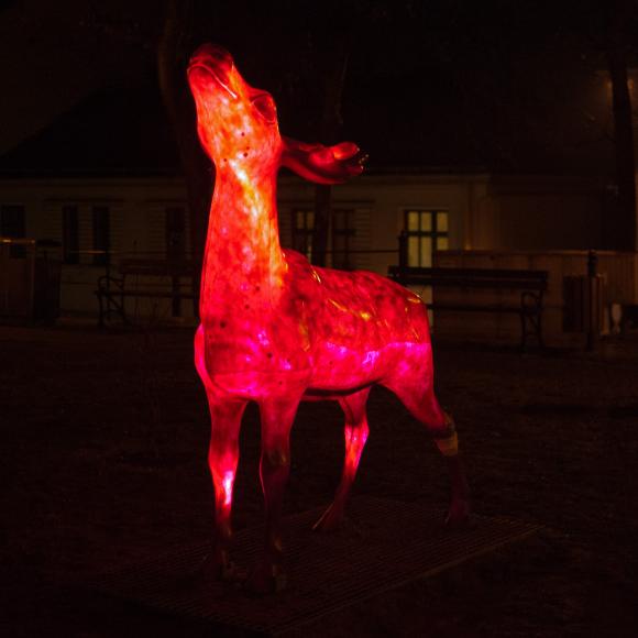 Świecący jelonek przed zamkiem