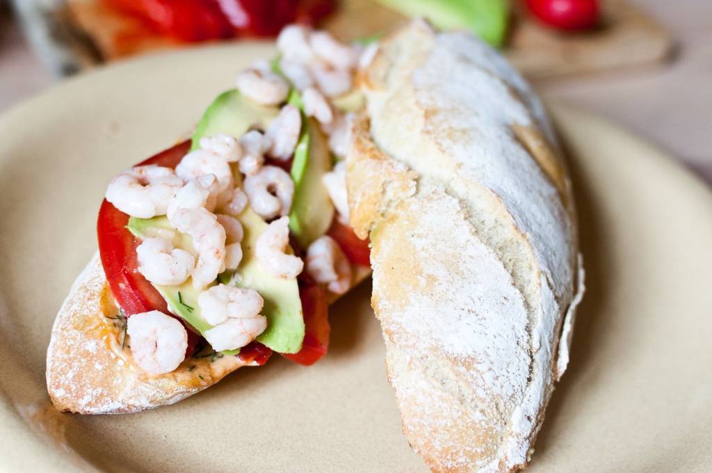 kanapka z krewetkami